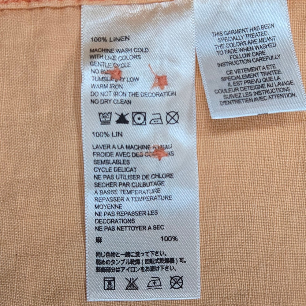 Tommy Bahama Men Linen Orange Button Shirt XL Relax Fit Sunwashed Coastal Casual - Picture 10 of 15